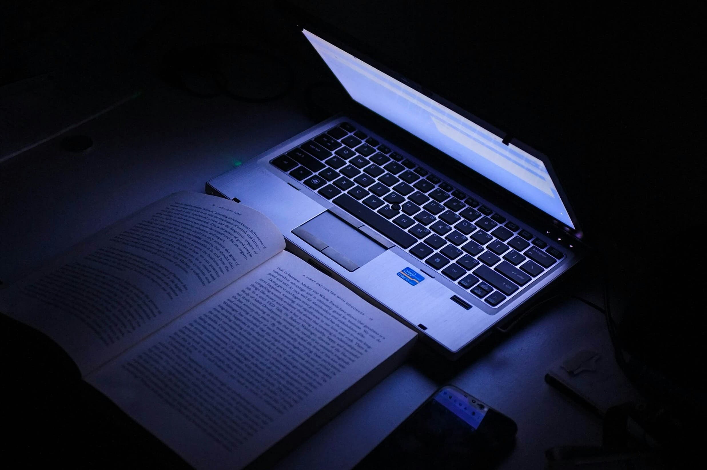 Laptop with Bible study materials